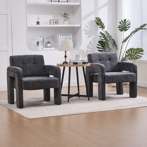 Poltrona 67.5x69x74.5cm seduta morbida portata 230KG stile nordico versatile schiuma ad alta densità chenille grigio