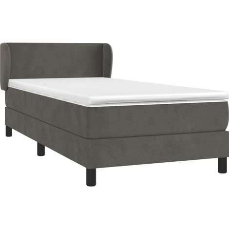 Box Spring Bed with Mattress Dark Grey 100x200 cm Velvet vidaXL