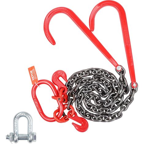 Chaîne de Remorquage à Crochets J, Capacité de Charge 7074 kg, Chaine Bride V de Remorque G80 avec Crochet de Préhension, 10 mm x 90 cm, pour Dépannage, Transport, Dépanneuse, Camion à Plateau (1/5)