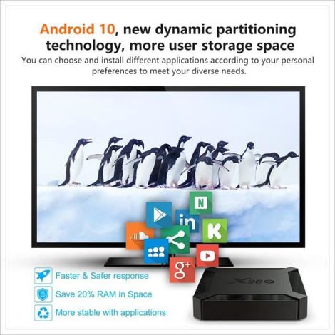 X96Q TV Box et décodeur Android 9.0 avec HD 4K pour lecteur multimédia home tv cinéma (2GO + 16GO) (1/4)