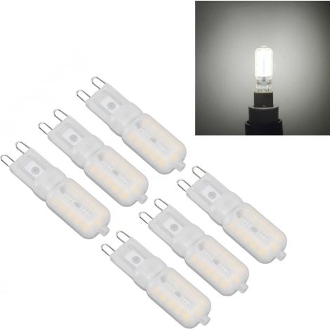Ampoules G9 5W/22LED/2835 à intensité variable pour suspensions, plafonniers, appliques murales et lampes de table (6 ampoules au total, lumière naturelle 110V). (1/5)