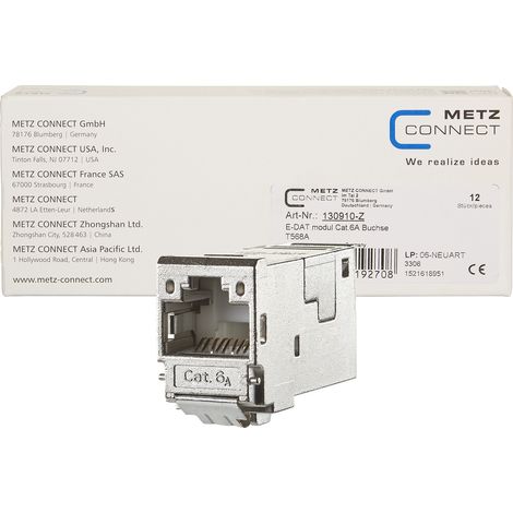 Metz Connect E-DAT modul Cat.6A 8(8) conector hembra, (12 piezas), 130910-Z