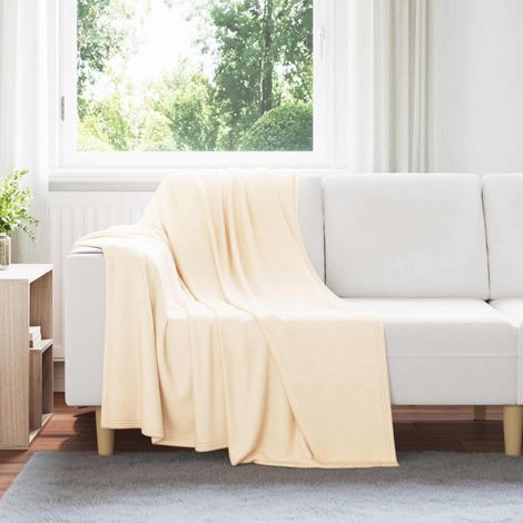 Überwurfdecke Creme 170 x 130 cm Fleece