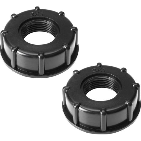 2pcs Adaptateurs de Réservoir IBC Connecteur de Tuyau en Plastique S60X6 Bouchon Fileté Grossier à 1 Pouce Adaptateur de Robinet de Bout d'eau Sortie Filetage Femelle (1/5)