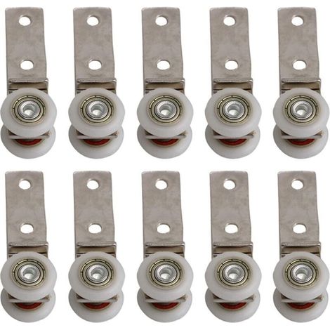 6,5 x 1,9 cm Coude de conduit en métal Roulement Bloc de poulie avec deux Plastique de roue pour porte coulissante fenêtre Cabinet (1/4)