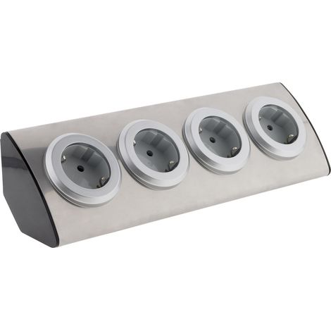 Otio – Multiprise de cuisine en angle 4 prises Schuko 16A – Puissance 3680W – Forme triangulaire pour encombrement minimal – Installation horizontale/verticale (1/5)
