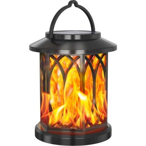 Outdoor solar flame lamp, LED garden lantern with realistic flame effect, IP65 waterproof, set of 1