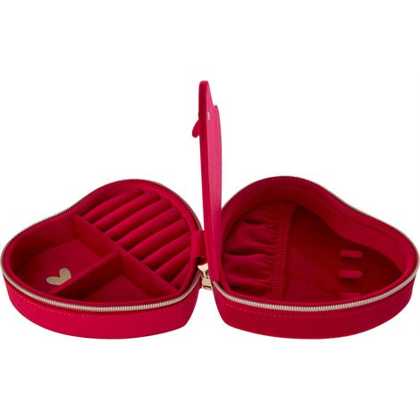 Boîte à bijoux cœur en velours rouge carmin - rouge carmin (1/4)