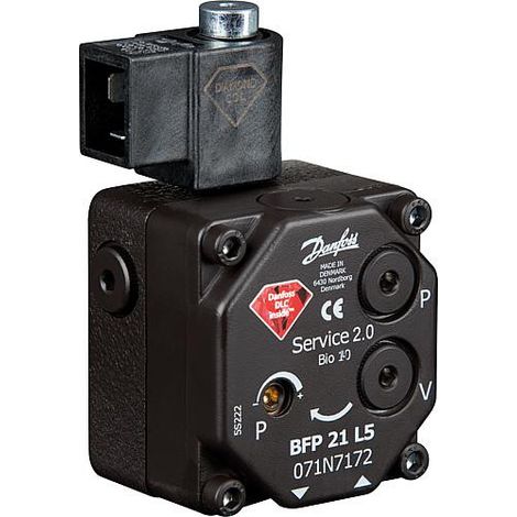Danfoss – Pompe à fioul BFP 21L5 – Pression réglable 7-20 bars – Électrovanne 220 V/50 Hz – Sorties gicleurs gauche et droite - 071N7172 (1/2)