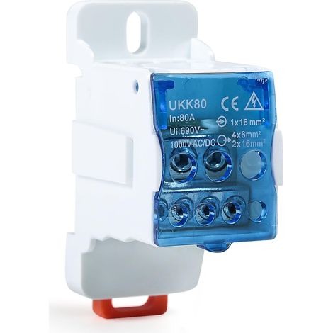 Bornier de Boîte de Distribution, UKK-80A Bornier de Rail DIN Connecteur de Boîte de Distribution D'alimentation avec Anti-poussière Couvercle de Protection (1/5)