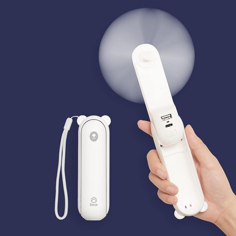 Ventilatore portatile con batteria esterna da 4800 mAh, fino a 46 ore di autonomia, 3 velocità – Bianco (1/5)