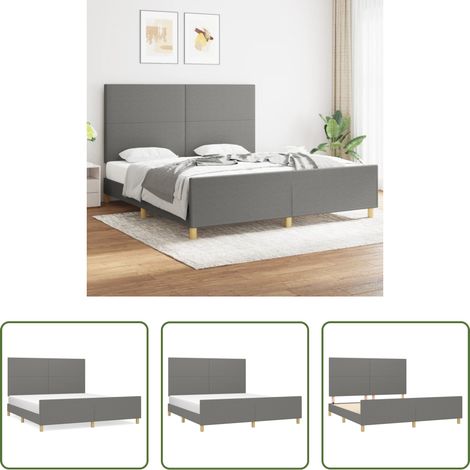 Kopfteil - Bettgestell ohne Matratze Dunkelgrau 180x200 cm Stoff (1/5)