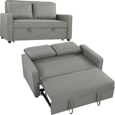 HOMCOM 2 Seater Sofa Bed Click Clack Pull Out Sofa Bed for Living Room Grey