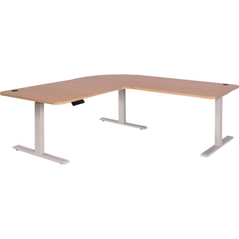 Tischplatte HHG-775 für Eck-Schreibtisch, Schreibtischplatte, 90° MVG-zertifiziert hellbraun (1/5)