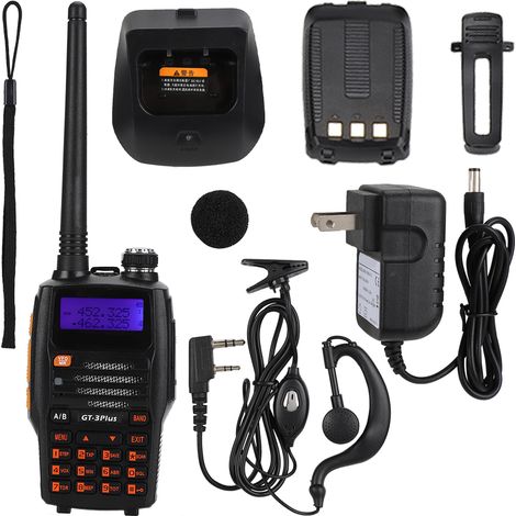 Radio sans fil GT-3PLUS VHF UHF talkie-walkie avec batterie lithium-ion, chargeur 100-240V US (1/5)