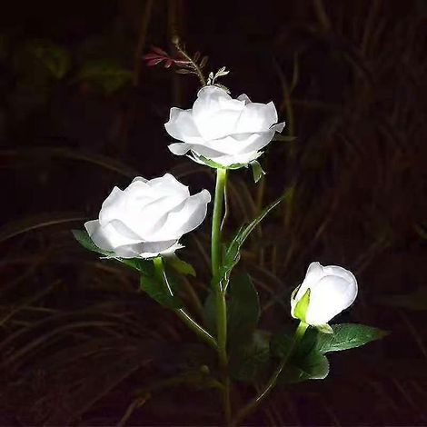 Piquets pour lampes solaires de jardin, éclairage solaire étanche pour jardin avec roses blanches, décorations lumineuses solaires extérieures pour Noël, jardin, cour et terrasse (1/5)