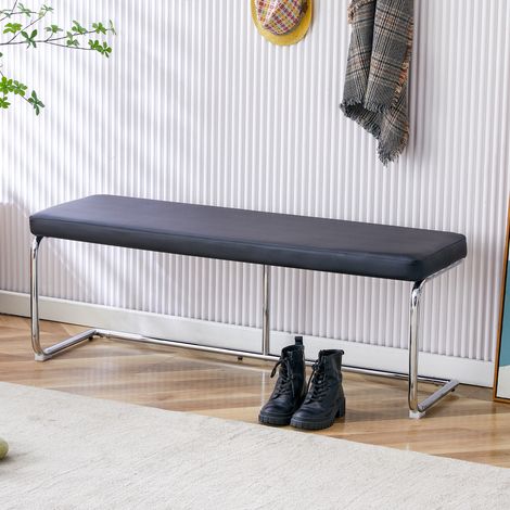 Bank, weiche Oberfläche, leicht zu reinigen, multifunktionaler Sitz, Metall und PU-Leder, 130 cm, schwarz
