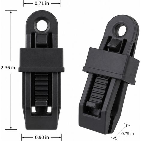 25 Pinces pour bâches résistantes au vent, Fixations à pince en plastique noires pour auvents pour camping extérieur, filet d'ombrage (1/4)
