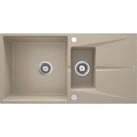 deante ZRC7513 Fregadero de granito de 1,5 cubetas con escurridor.