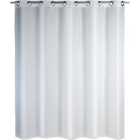 Rideau de douche WENKO Comfort Flex blanc 180 x 200 cm lavable imperméable en polyester recyclable sans plomb anti-moisissure avec intégrée Hängeeinrichtung idéal pour salle de bain moderne et durable (1/5)