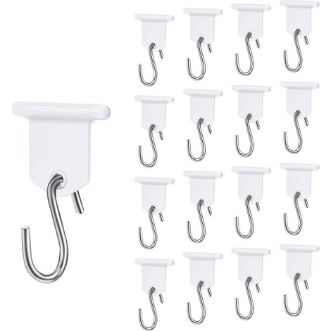 17 Pairs Awning Hook, RV Awning Accessories S-Shaped Hook Easy to Install, Camping Car Awning Hook for Indoor Outdoor Caravan Christmas Tent Supplies (White) (1/5)