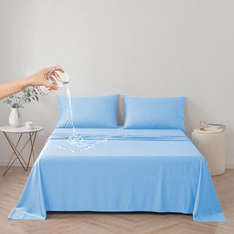 Couvre-lit imperméable, Drap de lit imperméable, protège-Matelas, Housse de canapé pour Chien, Chat, Enfants, pour lit Queen Size (Bleu Ciel, Queen 200 230cm) (1/5)