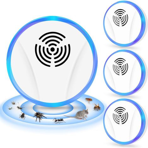Ultrason Souris et Rats, 4 pièces Repulsif Souris et Rats Ultrason Puissant, Électroniquement Ultrasons Anti Rongeurs pour Repousser Les Souris, Moustiques, Cafards, Guêpes (1/5)