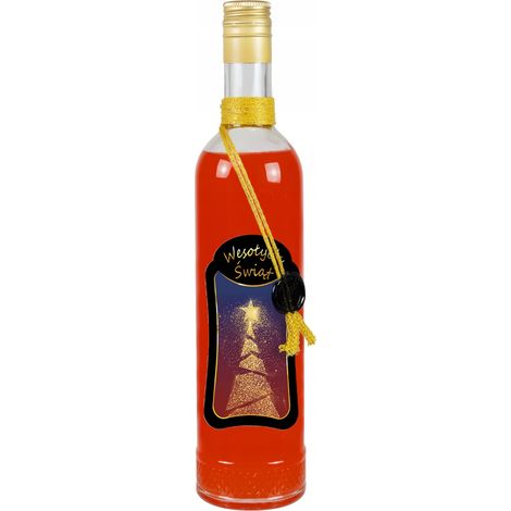 Botella navideña de cristal de 500 ml, botella premium decorada para vodka y licores.