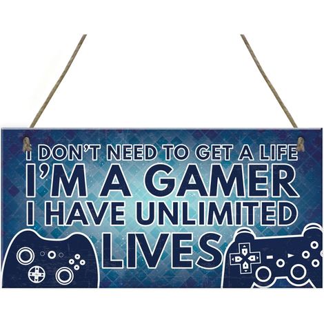 Plaque Accrochable En Bois - 20 x 10 cm - Pour Chambre Bureau Salon - Décoration Murale Gamer - 1 Pièce (1/3)