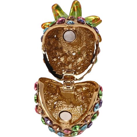 Boîte à Bijoux Miniature Ananas en Alloy Strass, Décor de Coiffeuse Coloré (1/5)