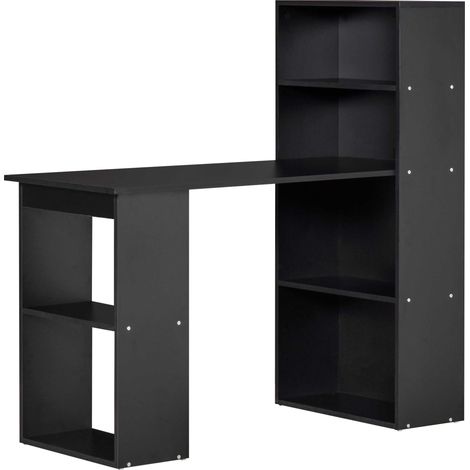 Scrivania da Ufficio 6 Ripiani Laterali 120x55x120 cm in Legno Nero (1/5)