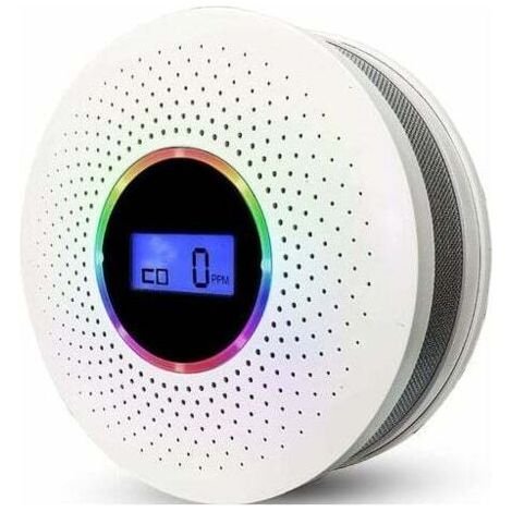 Detector combinado de humo y monóxido de carbono, alarma de humo con sensor dual a batería, pantalla LCD y sonido compuesto para el hogar, la escuela y la oficina.