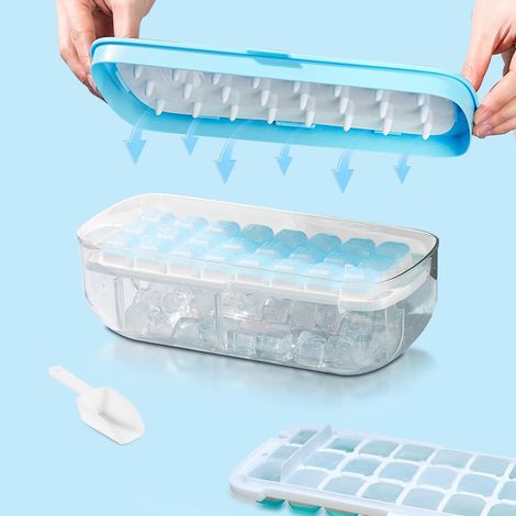 Bac à glaçons avec couvercle, moule à glaçons en silicone alimentaire, démoulage en une seconde, réutilisable (1/5)