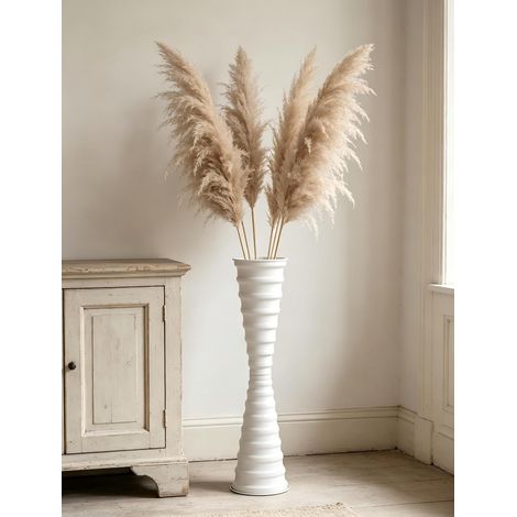 Métal Grand Vase a Poser au Sol: Blance Vase de Sol Moderne