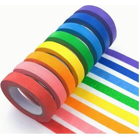 Set 6 Rotoli Nastro Carta Gommata Colorata 19mmx15mt Adesivo Protezioni Pittura (1/3)