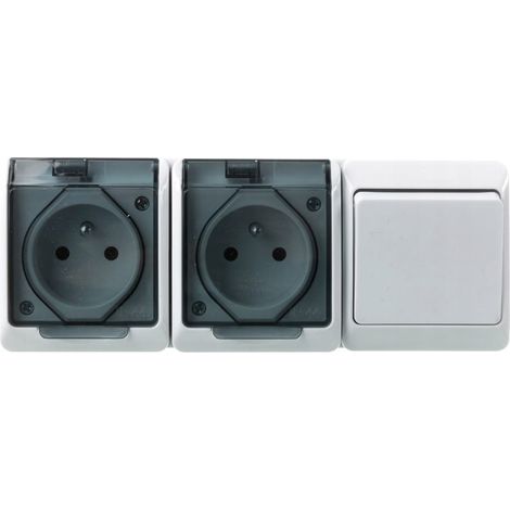 Enchufe doble Hermes con o sin interruptor unipolar 2x2P+Z+ blanco 0327-21 (1/3)
