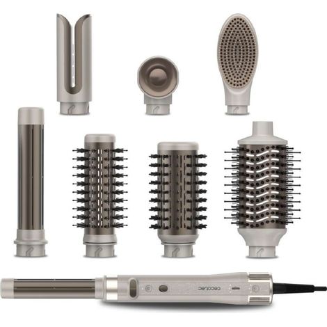 Cecotec Styler à Cheveux 8 Têtes CeramicCare 8in1 AirGlam Gyro Champagne. 1500W, 110000 RPM, Lisse