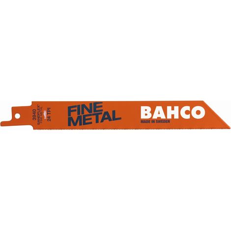 Bahco Jeu de lames de scie sabre bimétal Sandflex pour métaux fins, 24 dents au pouce, 100 mm - 5 pcs/boîte - 3940-100-24-ST-5P