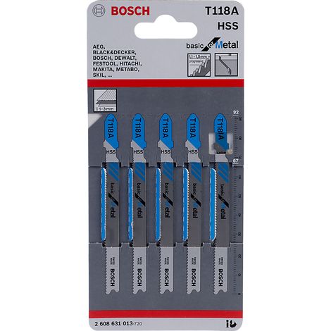 5 x Bosch T118A 92mm Thin Sheet Metal Jigsaw Blades Fit Dewalt Makita Milwaukee (1/2)