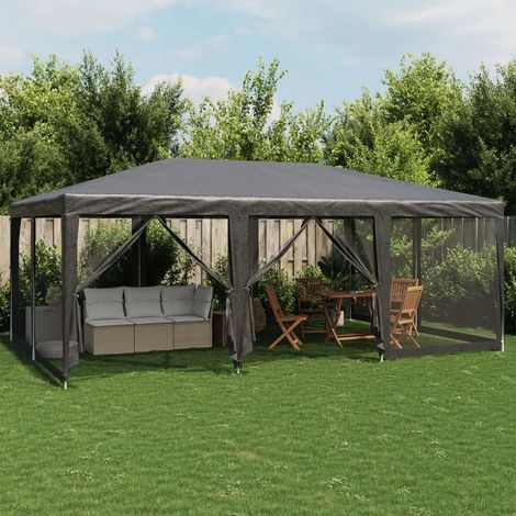 Partyzelt mit 10 Mesh-Seitenteilen Anthrazit 6x4 m HDPE (1/5)