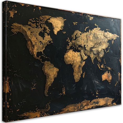 Tableau déco Carte du monde style rétro vintage imitation peinture 100x70 (1/4)