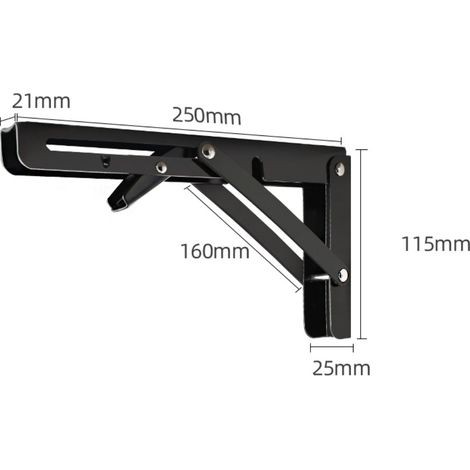 Set mit 2 klappbaren Regalträgern, 25 cm, verstärkt, schwarz - AquaForge