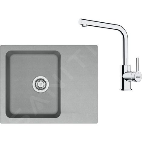 Franke - Set de cuisine T110Š, évier en tectonite OID 611-62 + robinet FN 3230.031, gris / chrome 143.0687.318 (1/4)