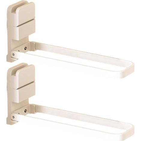 2 pcs Suction Cup Towel Hanger Carbon Steel Damage-Free Folding Towel Rack Multifunctional Easy Installation Detachable Towel Rack for Bathroom(White) (1/4)