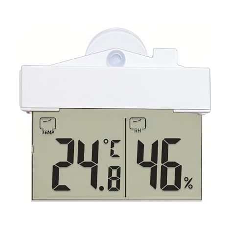 Thermomètre Hygromètre Numérique Intérieur Extérieur avec Affichage LCD, Thermomètre sans fil à ventouse, Surveillance en temps réel, Alimenté par piles pour Salon Salle de Bains (1/5)