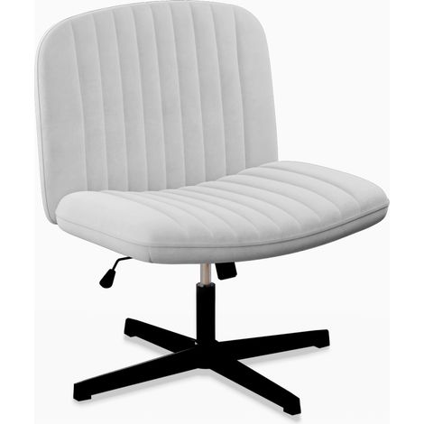 Chaise de bureau sans accoudoirs en Tissu - Fauteuil Pivotant Inclinable et Réglable - Assise Large sans roulettes - base en métal robuste - hauteur réglable 78 - 90h cm - chaise ergonomiq - Gris