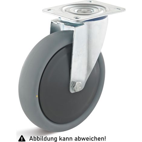 Rollcart TPE-ESD Lenkrolle Ø125x37mm in grau 110kg Tragkraft mit Kunststoff-Felge