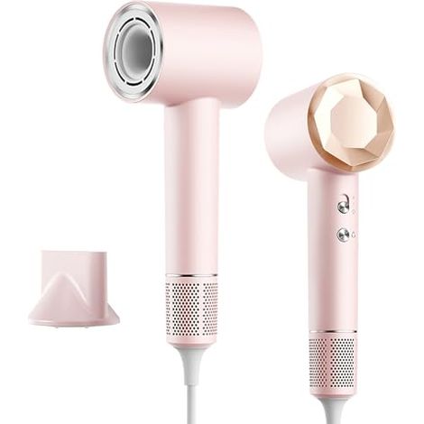 Seche Cheveux Ionique,110 000 tr/min Moteur Sans Balais à Grande Vitess,4 Températures&2 Vitesses,Contrôle Intelligent de Température,Faible Bruit,Avec Buse Magnétique,pour Famille Voyage