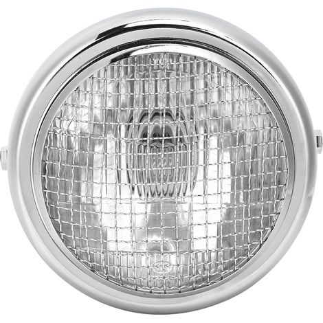 GARRYFIZH Phare de gril de moto 7 pouces 55W, Style Vintage, phare halogène à faisceau haut/bas, coque en galvanoplastie, verre transparent