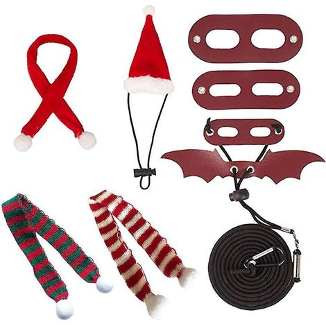 Harnais de laisse réglable pour lézard, laisses d'entraînement en cuir, chapeau de Noël (1/4)